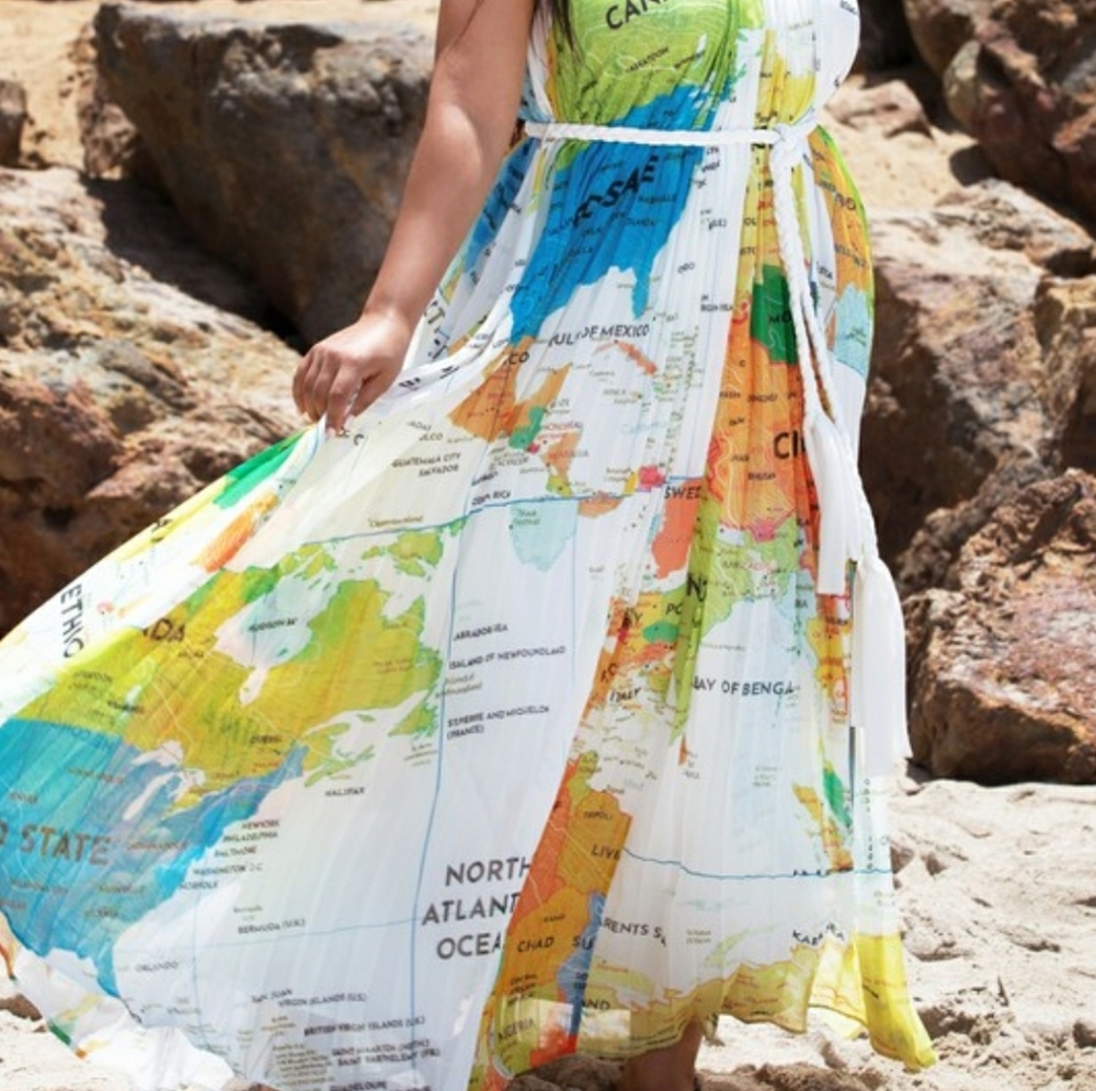 SELLING FAST‼️World Map Print Maxi Dress - Picture 9 of 16